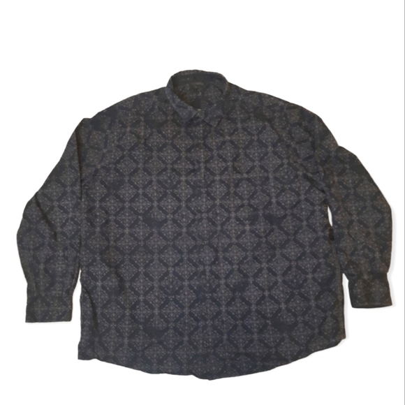 Mervyns Profile XXL black grey batique print cotton button up pocketed shirt - Picture 11 of 11